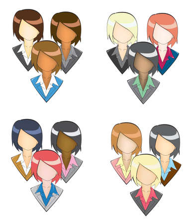 Set of businesswoman icon in group and in PENCIL LINE styleのイラスト素材