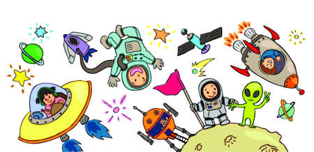 Space kid adventure artworkのイラスト素材