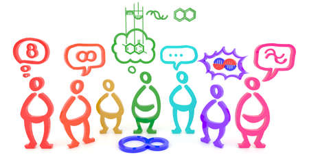 Many colorful people see one thing in different aspects, create by 3Dの写真素材
