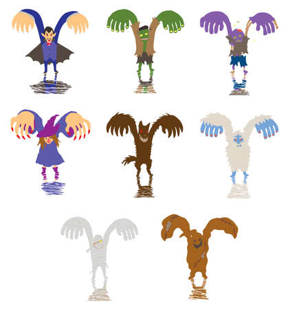 Simple Halloween monster and ghost collection set, のイラスト素材