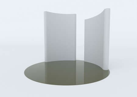 3D exhibition stand with white backgroundの写真素材