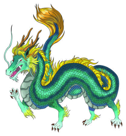 Beautiful Chinese dragon illustrationのイラスト素材