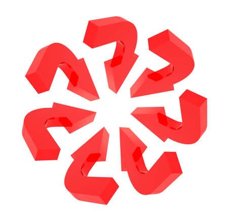 3D red arrows aiming for the center 1  thick version の写真素材