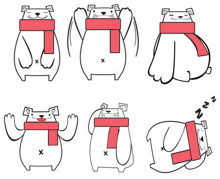 Stylish digital polar bear funny icon setのイラスト素材