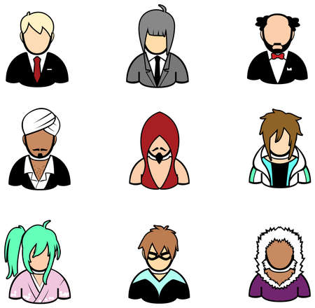 Men icon set in different fashion style and race  , create by vectorのイラスト素材