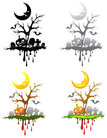 Halloween floating isle decoration set.のイラスト素材