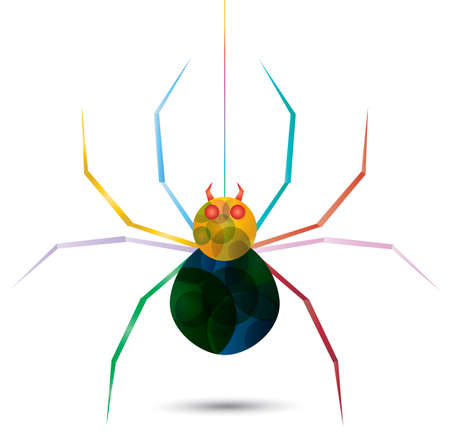 Colorful spider hanging from a web, create by vectorのイラスト素材