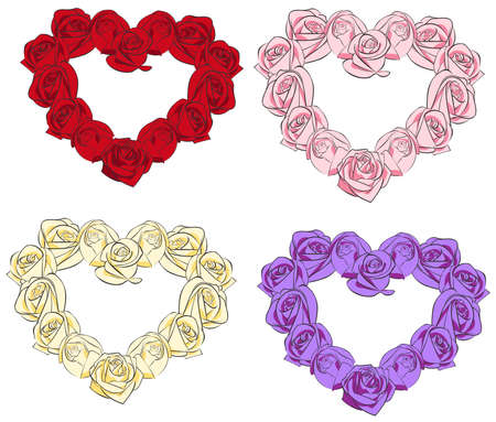 Rose hearts collection set, create by vectorのイラスト素材