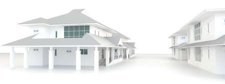 Residential estate architecture exterior design in white background, create by 3Dの写真素材
