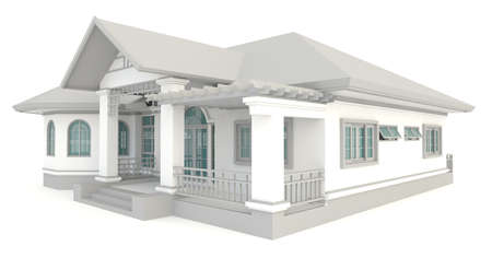 3D vintage house exterior design in isolated backgroundの写真素材