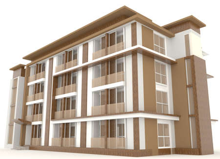 Side of wooden office building exterior design in white background, create by 3Dの写真素材