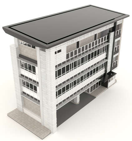 Top of 3D modern office building architecture exterior design in white background, create by 3Dの写真素材