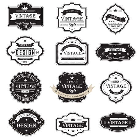 Silhouette vintage and retro badges design with sample text, create by vectorのイラスト素材