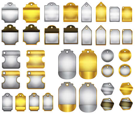 Modern glossy golden and silver badge and label plate design, create by vectorのイラスト素材