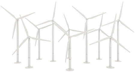 3D wind turbine for clean energy in white background