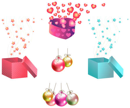Christmas gifts and ornaments icon set, create by vectorのイラスト素材