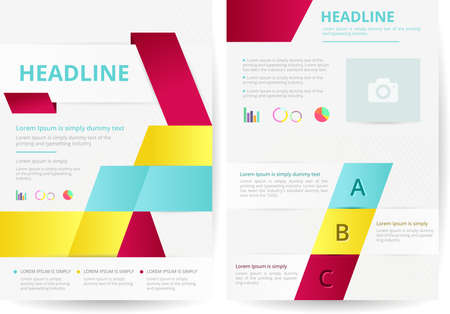 Two pages and flyer background layout design in A4 size, create by vectorのイラスト素材
