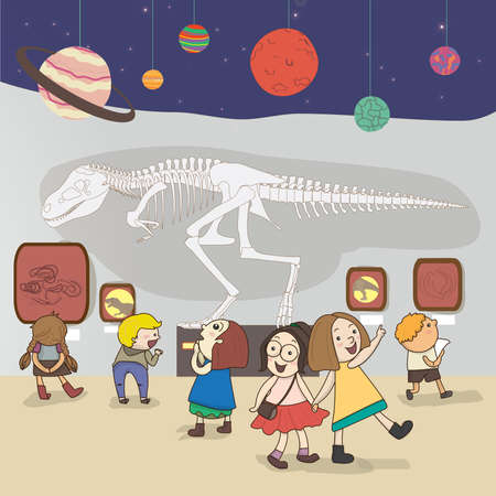 Children are having an educational study at the national museum create by vectorのイラスト素材