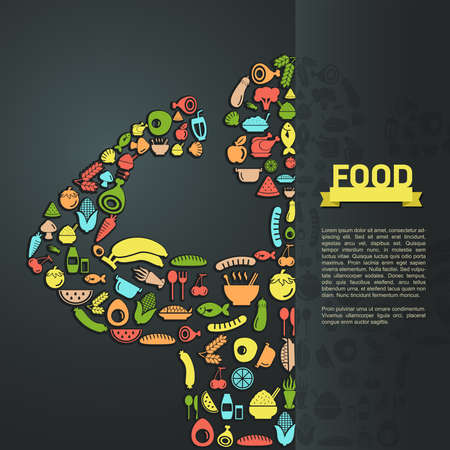 Human food icon in infographic background layout design, create by vectorのイラスト素材