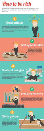 How to be rich infographic template design with sample text layout create by vectorのイラスト素材
