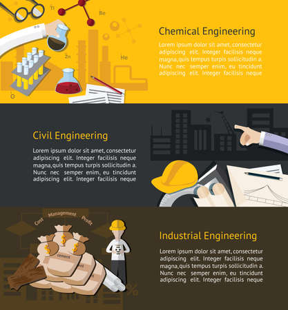 Chemical, civil, and industrial engineering education infographic banner template layout background website page design, create by vectorのイラスト素材