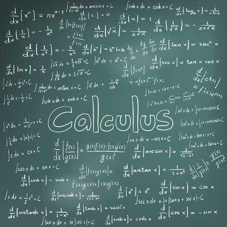 Calculus law theory and mathematical formula equation, doodle handwriting icon in blackboard background with handdrawn model, create by vectorのイラスト素材