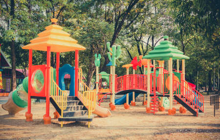 Children kid playground for kindergarten and elementary student leisure and recreation activity with...