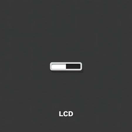 A digital LCD display icon with a progress bar is featured in this illustrative image. The design employs a simple style with a dark gray background. The composition uses a central focus, with soft lighting. This image is suitable for digital design projects and can be used commercially.の素材
