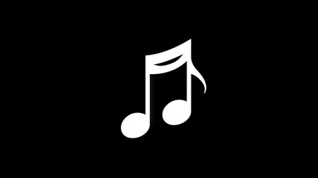 A simple white musical note is displayed against a stark black backdrop. The image showcases a clean, graphic style with a high-contrast aesthetic. It features bold lines and a minimalist composition. This visual is suitable for various commercial applications, including design projects and thematic illustrations.の素材