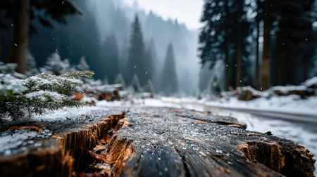 A round log in the snow, with a blurry forest background, macro photography, photo taken from an angle of two feet, winter scene, cold colors, white and gray tones, low saturation, blurred foreground, depth of field, bokeh effect, natural lighting, cinematic photography, in the style of Canon EOS R5. --chaos 20 --ar 16:9 --stylize 750 --v 7 Job ID: 299a7c9a-5f06-4b22-8627-2d3bf8011883の素材