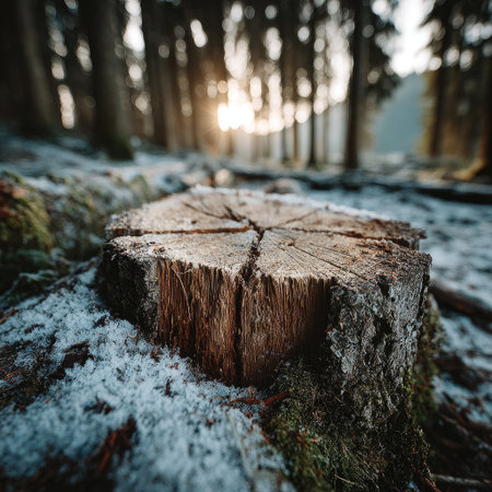 A snow-covered round log lies on the ground, with a forested background, shallow depth of field, close-up, macro photography, professional-quality photography, high depth of focus, high resolution, shot with a Sony A7 camera and lens, with a bokeh effect at f/5.6 aperture, ISO 400, and a shutter speed of 32 seconds. --chaos 30 --stylize 750 --v 7 Job ID: b9f56f2d-69af-4fb1-8e5b-9da79b56ee54の素材
