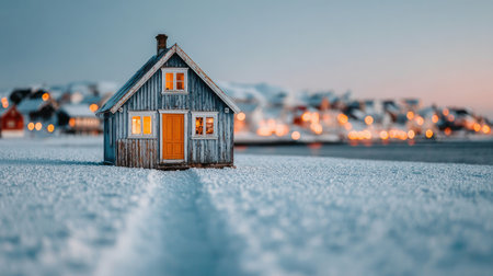 A small wooden house in the snow, simple and clean background, real photography, high-definition details, high resolution, minimalist style, white background, low saturation, winter, cabin centered, flat view, bright colors, warm tones. White space around it, simple background. --chaos 20 --ar 16:9 --stylize 750 --v 7 Job ID: c4ae44f1-6efc-4da2-9836-a432d30fc218の素材