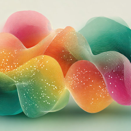 Peach, pink, and green pastel-colored waves on a white background with dots. --chaos 30 --stylize 750 --v 7 Job ID: 85f4cf7d-77e2-4898-b357-54c4bca3a2a9の素材