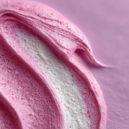 Photo of a cosmetic gel cream texture on a light pink background, close-up view. Web banner with copy space on the right. --chaos 30 --stylize 750 --v 7 Job ID: 4084fe76-2b2a-489f-843b-2e796765657dの素材