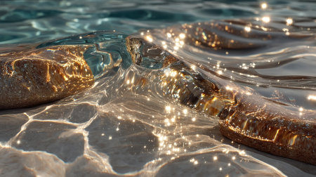 Photograph of beige ripples in water, soft light, neutral tones. --ar 16:9 --quality 2 --stylize 750 --v 7 Job ID: 3648a1e7-d13c-4a02-a571-4df9669859aaの素材