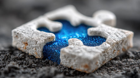 A high-resolution photograph of a white jigsaw puzzle with one blue piece, close-up view. --chaos 30 --ar 16:9 --stylize 750 --v 7 Job ID: 4412906e-190f-4ea6-9c83-2c85850bce22の素材