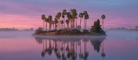 Misty Island Sunrise Reflectionの素材