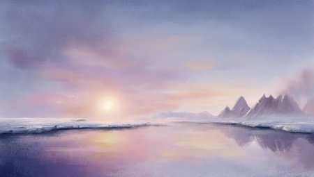 Frozen landscape at sunriseの素材