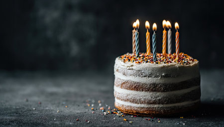 Simple birthday cake with candlesの素材