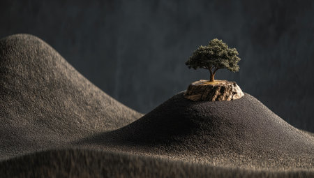 Miniature tree on a sand dune landscapeの素材