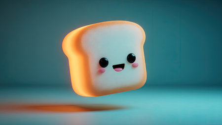 Cute slice of bread, 3D kawaii styleの素材