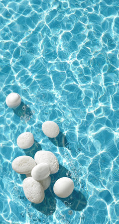 White stones on rippled turquoise waterの素材