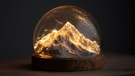 Illuminated mountain snow globeの素材