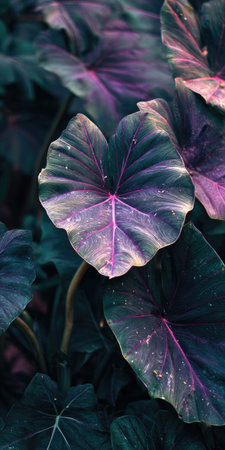 Colocasia esculenta leaves in the garden, stock photoの素材
