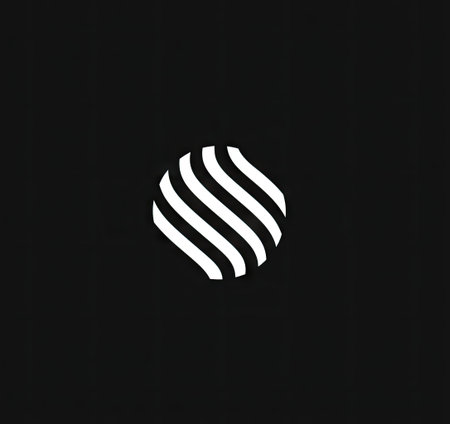 A minimalist design showcases a white, wavy geometric shape against a stark black backdrop. The composition features a central, isolated element with curved lines, creating a sense of movement. This graphic, with its high contrast, offers visual interest and can be used for various commercial projects and editorial needs.の素材