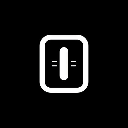 An abstract white icon featuring a central vertical line with two horizontal parallel lines enclosed within a rounded rectangle, presented against a black background. The simple design showcases a minimalist style with clean lines. It could be useful for various applications like web design, graphic projects, and conceptual illustrations.の素材