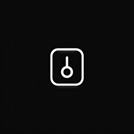 A minimalist icon depicts a keyhole shape, rendered in white against a deep black background. The simple design showcases clean lines and a modern aesthetic. Suitable for various applications, it offers a visually striking element, useful in digital design, and branding projects.の素材