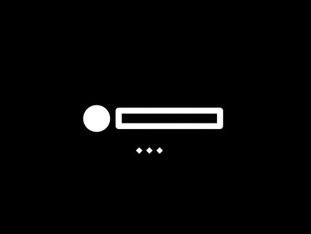 A simple graphic presents a white circle, rectangle, and three dots on a stark black background. The image uses a minimalist style with clean lines and sharp contrast. The composition is centered, creating a sense of balance. Suitable for various design projects and digital applications.の素材