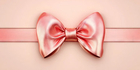 A close-up view presents a soft pink ribbon tied into a bow against a complementary pastel backdrop. The composition features a delicate texture and subtle highlights, suggesting a studio setting. This imagery is suitable for various applications, including advertising, product presentations, or decorative purposes.の素材