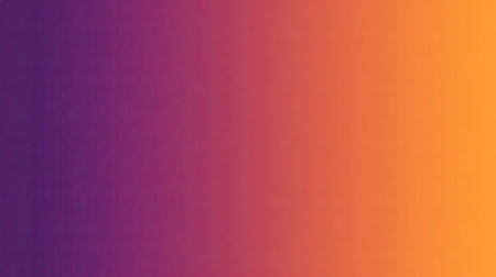 This image presents a smooth gradient background, transitioning from deep purple hues to warm orange tones. The composition features a seamless blend of colors, creating a vibrant and modern visual effect. Suitable for various design applications, it offers a clean and versatile aesthetic for commercial and editorial purposes.の素材